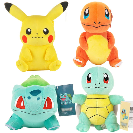 Peluches Pokémon Originales - Pikachu, Charmander, Squirtle, Bulbasaur